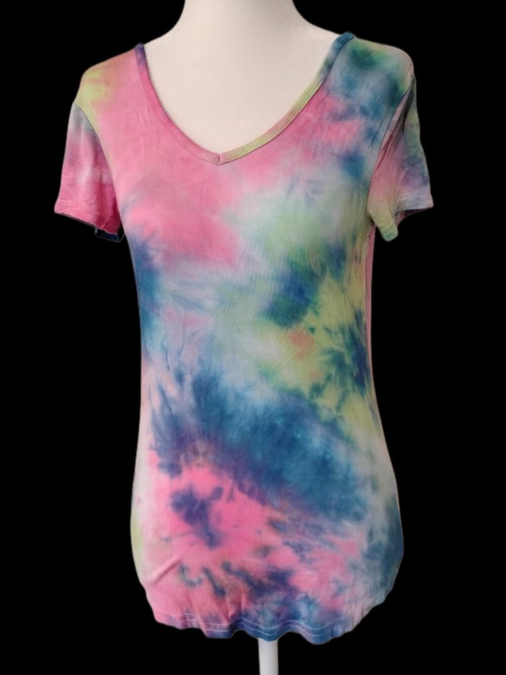 Boho Hippie Colorful Tie Dye Keyhole Shirt